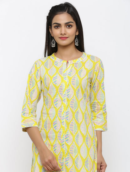 Women's Cotton Floral Printed Straight Kurta