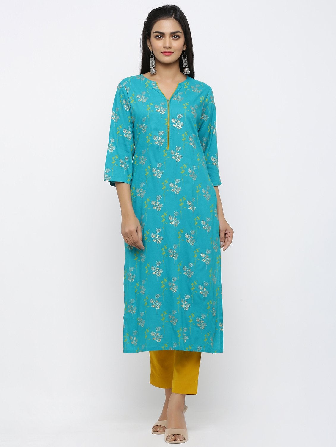 Women's Rayon Floral Printed Straight Kurta