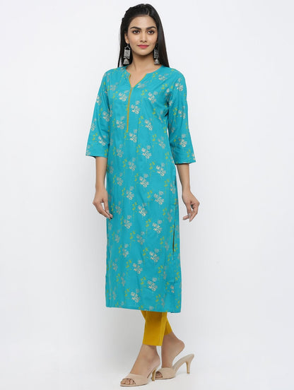 Women's Rayon Floral Printed Straight Kurta