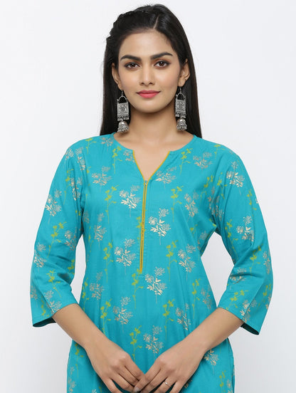 Women's Rayon Floral Printed Straight Kurta