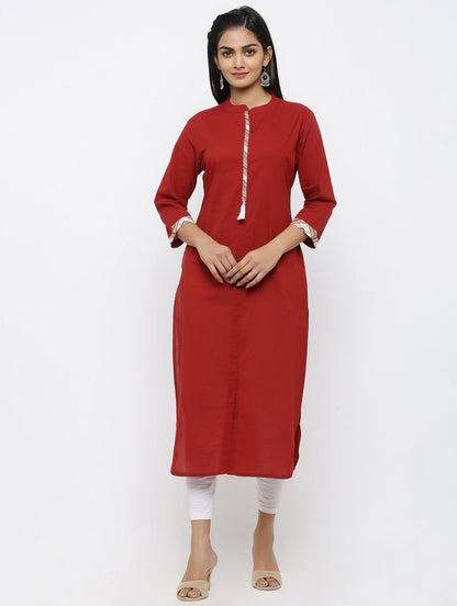 Women's Cotton Solid Straight Kurta