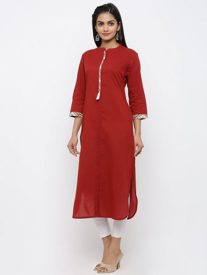 Women's Cotton Solid Straight Kurta