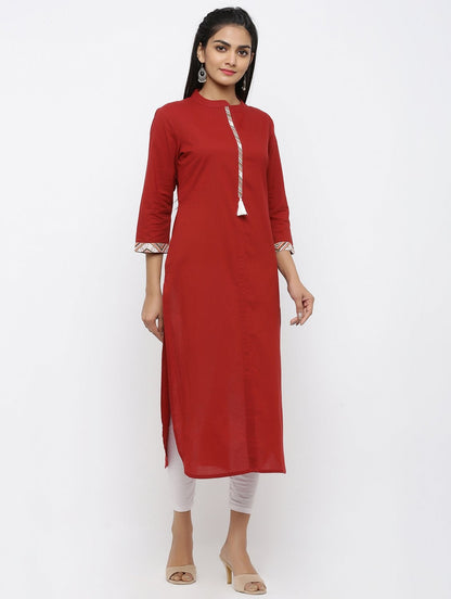 Women's Cotton Solid Straight Kurta
