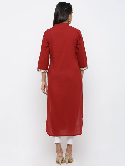 Women's Cotton Solid Straight Kurta