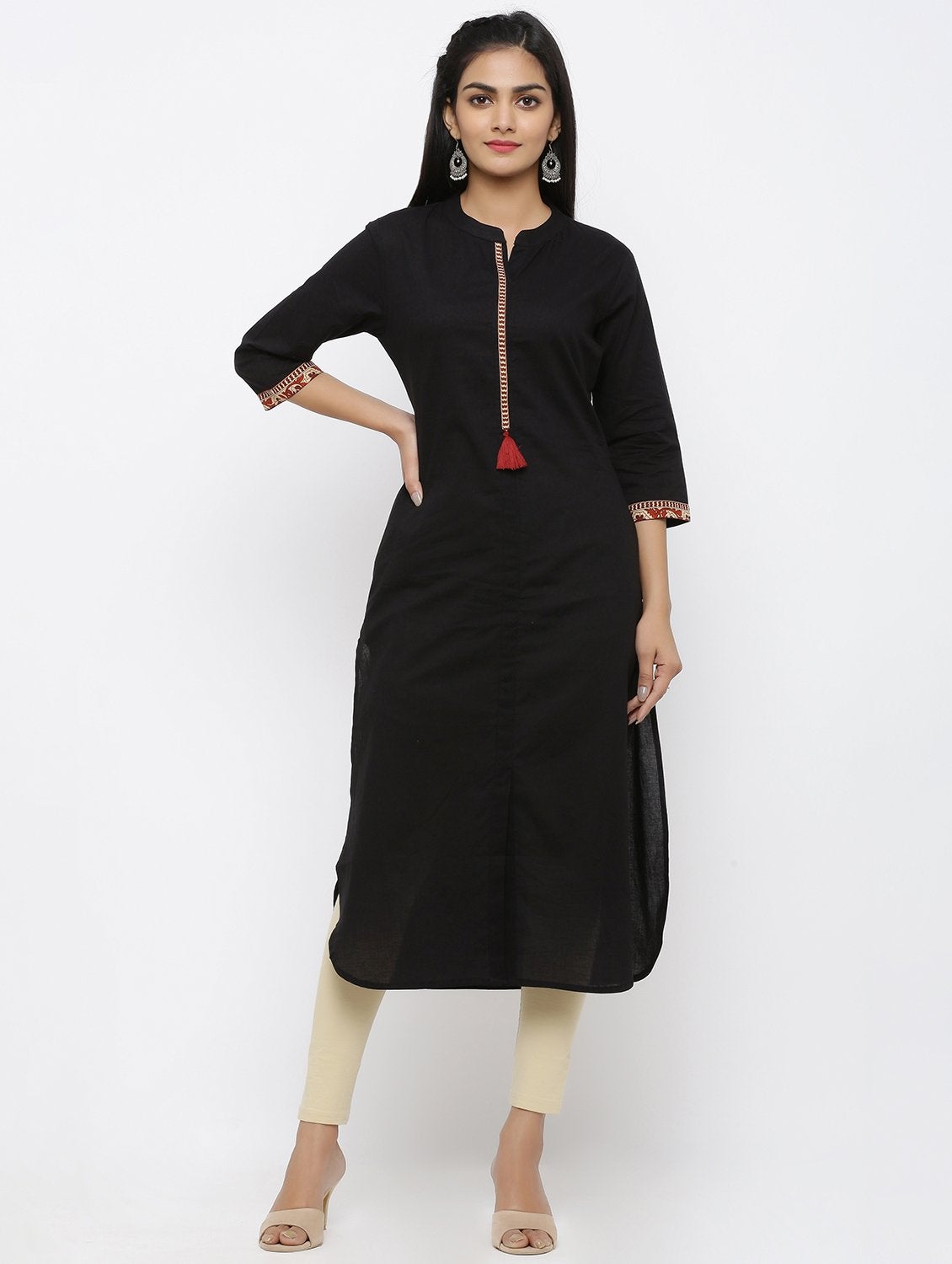 Women's Cotton Solid Straight Kurta