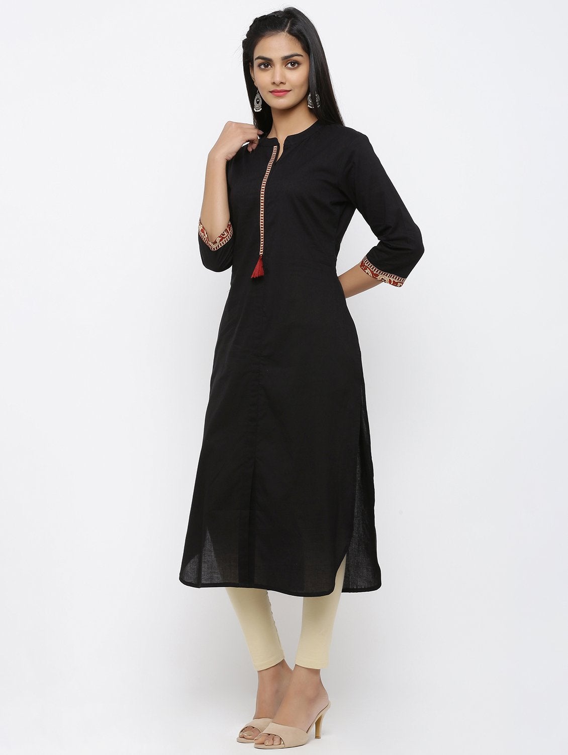 Women's Cotton Solid Straight Kurta