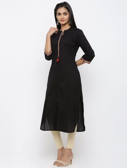 Women's Cotton Solid Straight Kurta