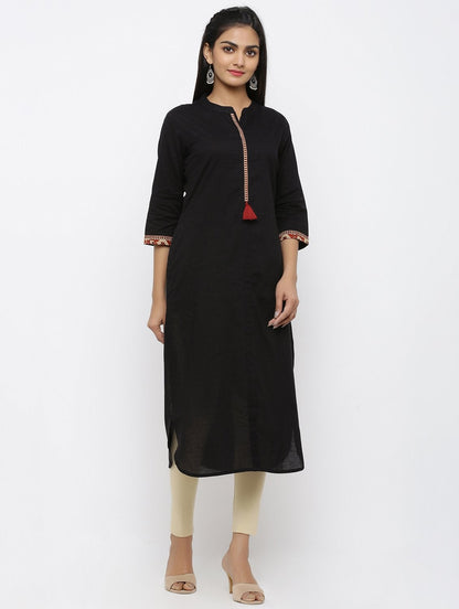 Women's Cotton Solid Straight Kurta