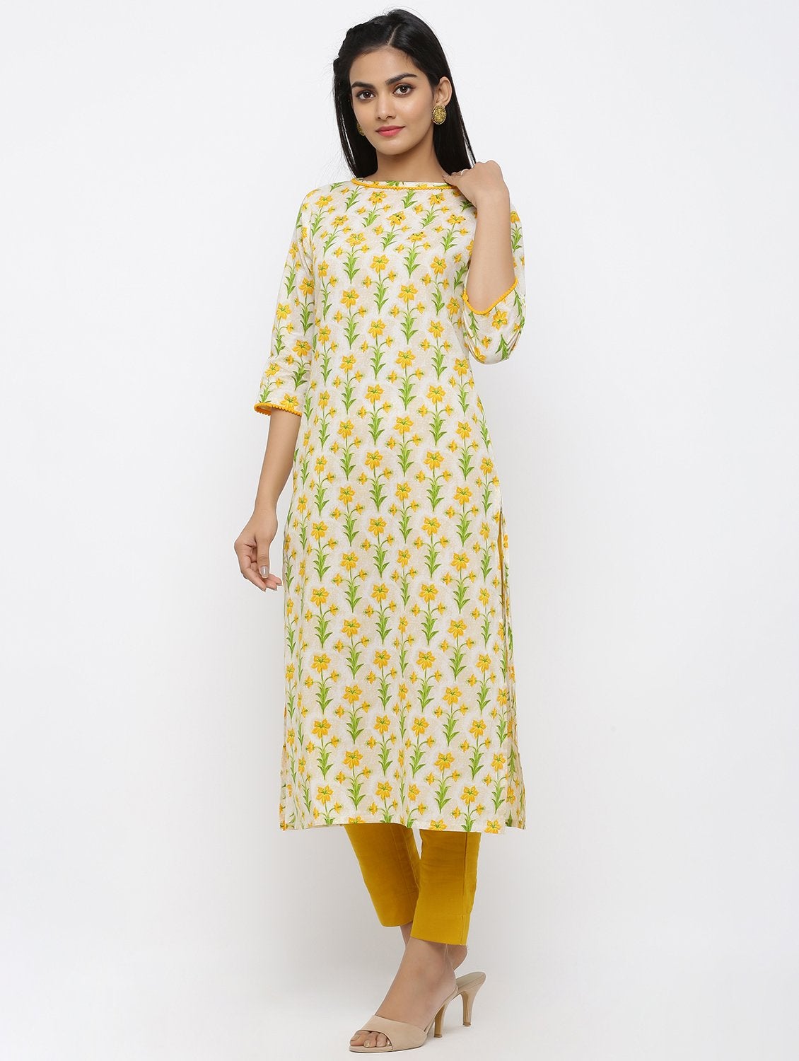 Women's Cotton Printed Straight Kurta