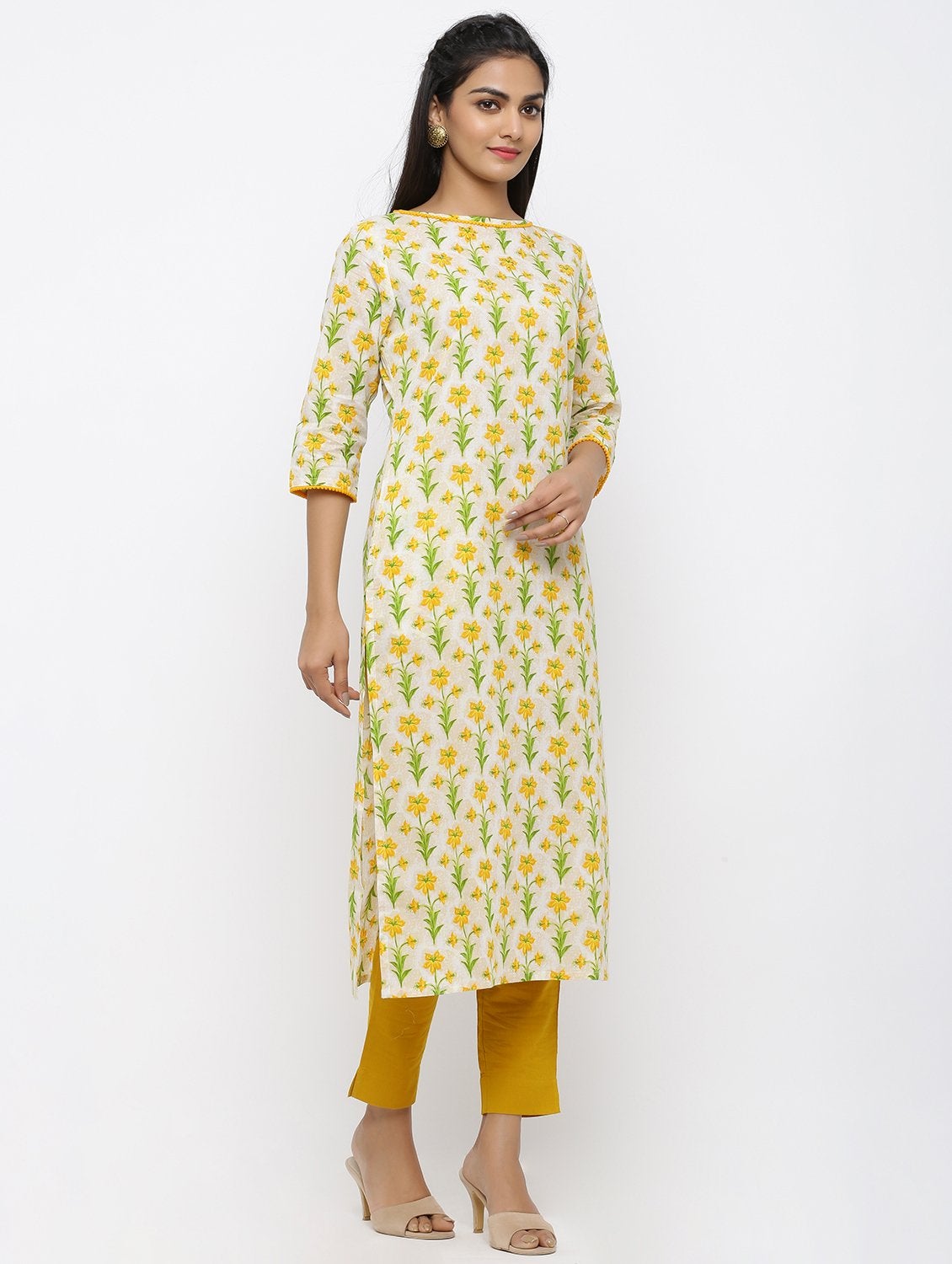 Women's Cotton Printed Straight Kurta