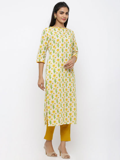 Women's Cotton Printed Straight Kurta