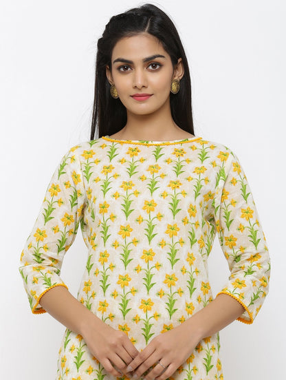 Women's Cotton Printed Straight Kurta