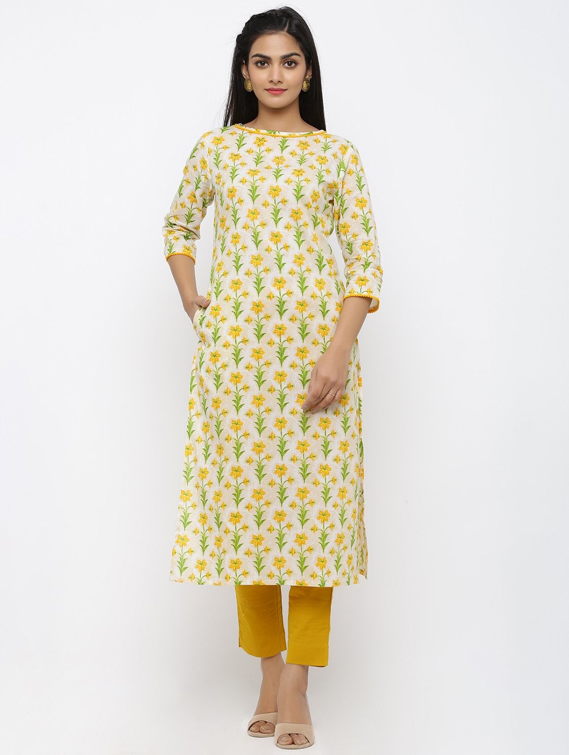 Women's Cotton Printed Straight Kurta