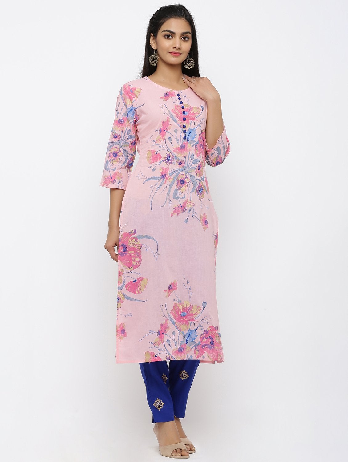 Women's Cotton Printed Straight Kurta