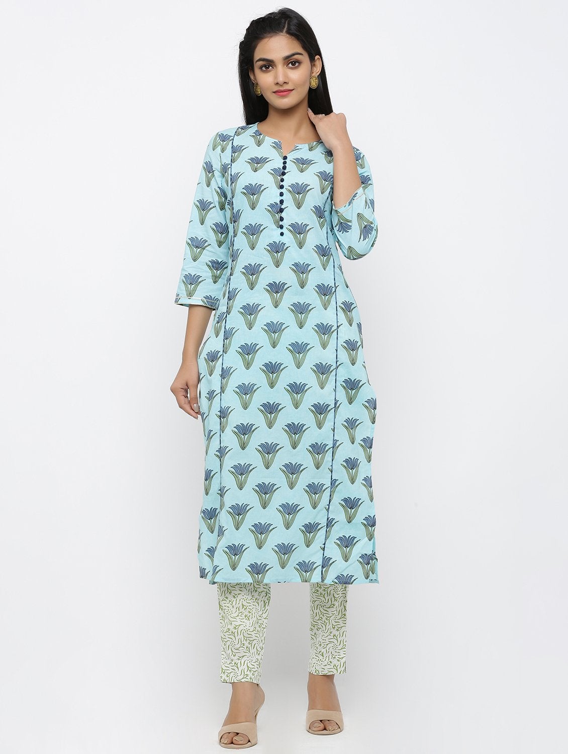 Women's Cotton  Printed Straight Kurta