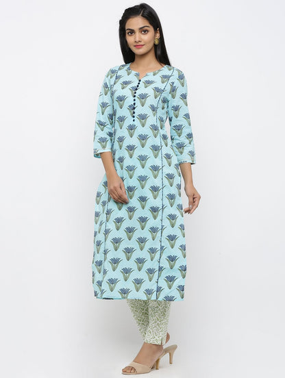 Women's Cotton  Printed Straight Kurta