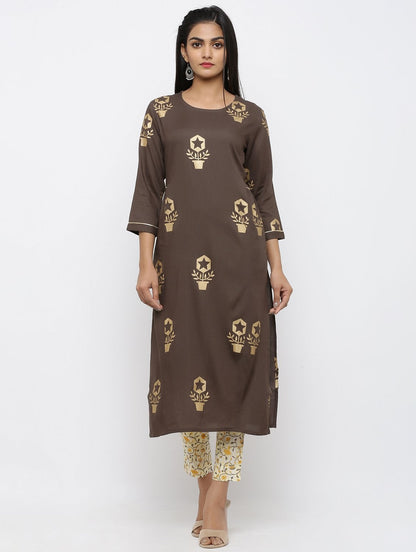 Women's Rayon Printed Straight Kurta