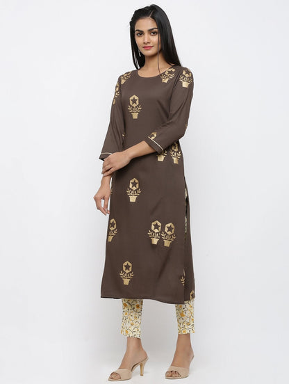 Women's Rayon Printed Straight Kurta