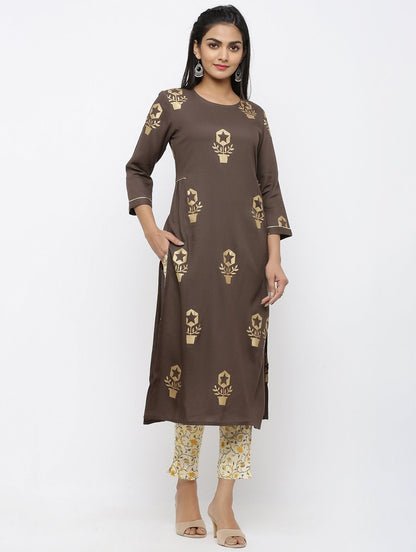Women's Rayon Printed Straight Kurta