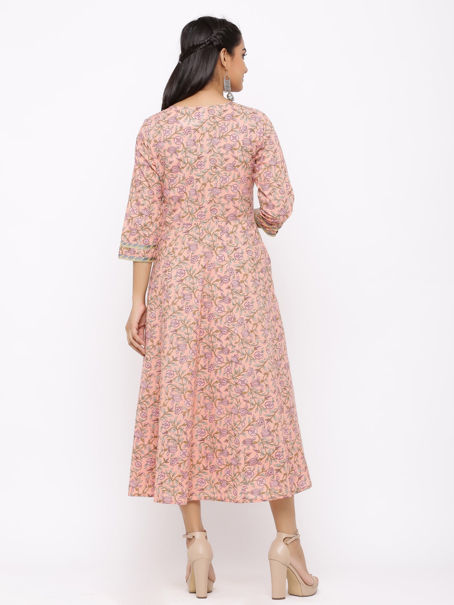 Women's Cotton Floral Printed Anarkali Kurta