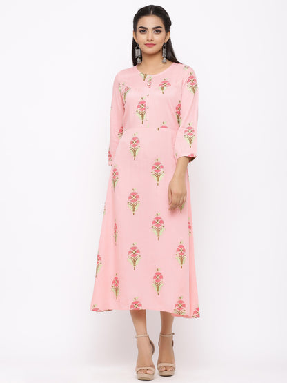 Women's Cotton Floral Printed A-line Kurta