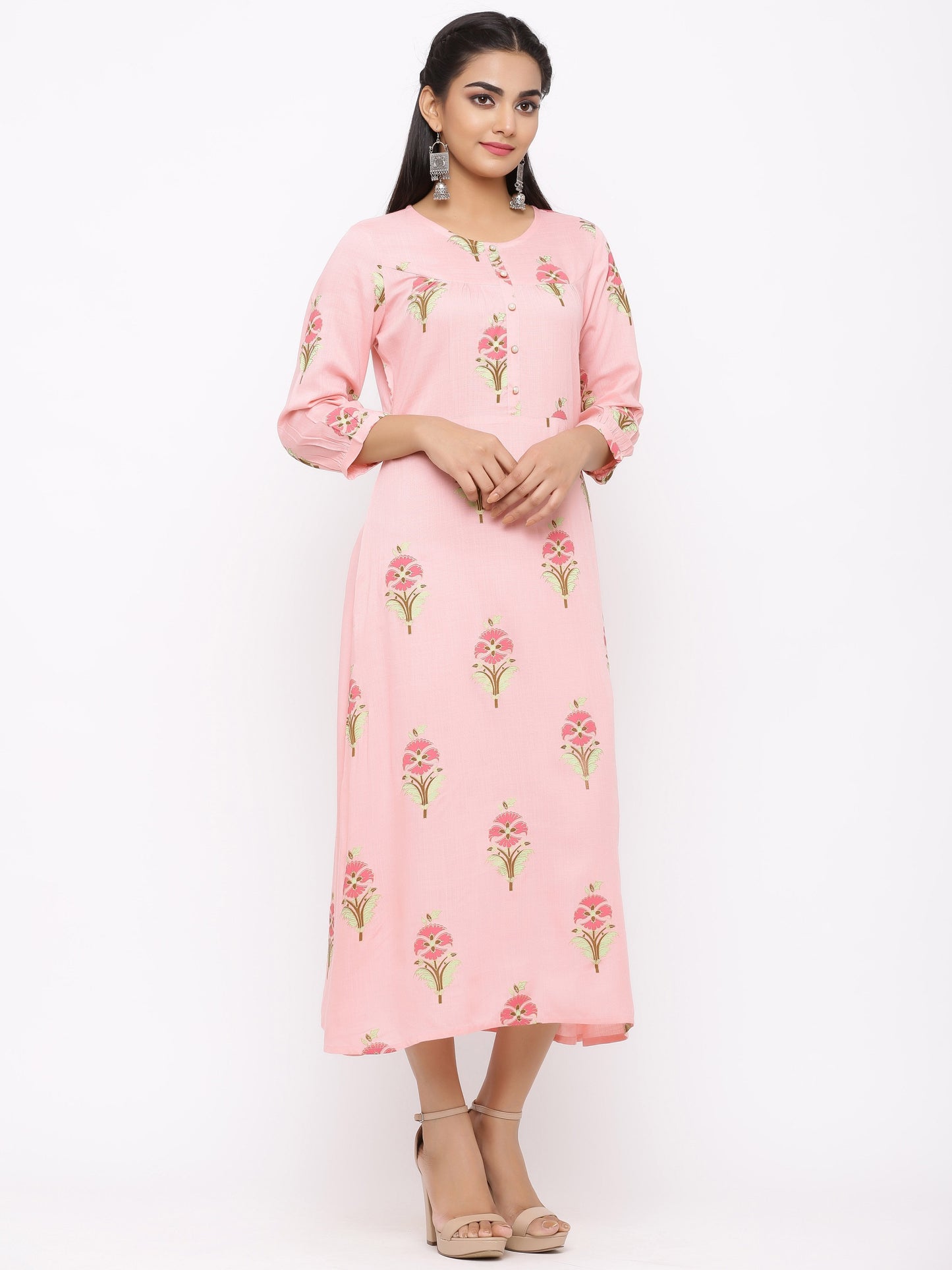 Women's Cotton Floral Printed A-line Kurta