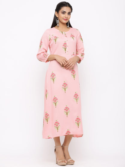 Women's Cotton Floral Printed A-line Kurta