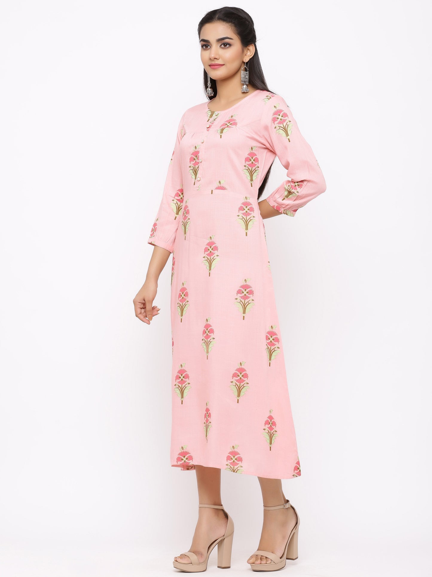 Women's Cotton Floral Printed A-line Kurta