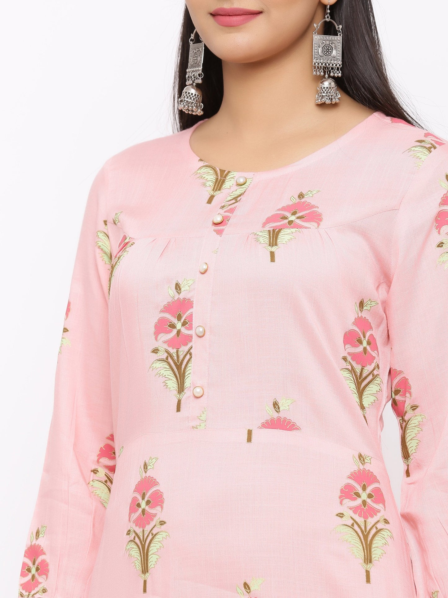 Women's Cotton Floral Printed A-line Kurta
