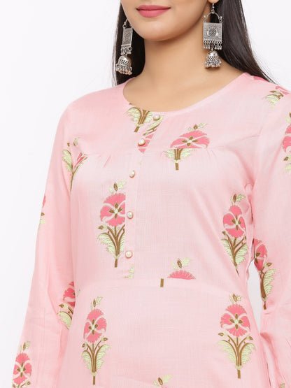 Women's Cotton Floral Printed A-line Kurta