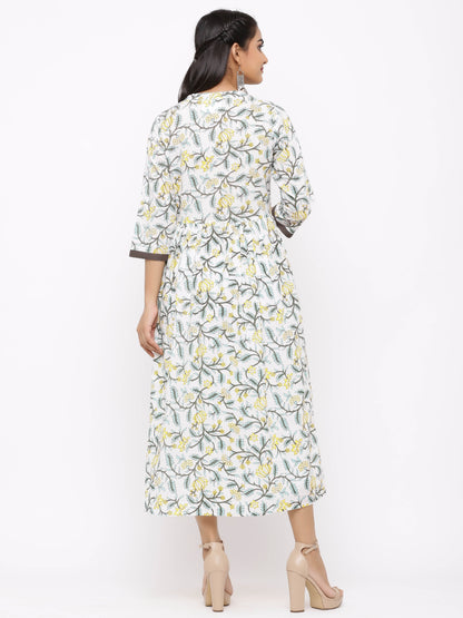 Women's Cotton Floral Printed Tired Kurta