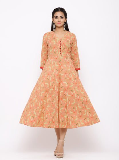 Women's Cotton Printed Tired Kurta