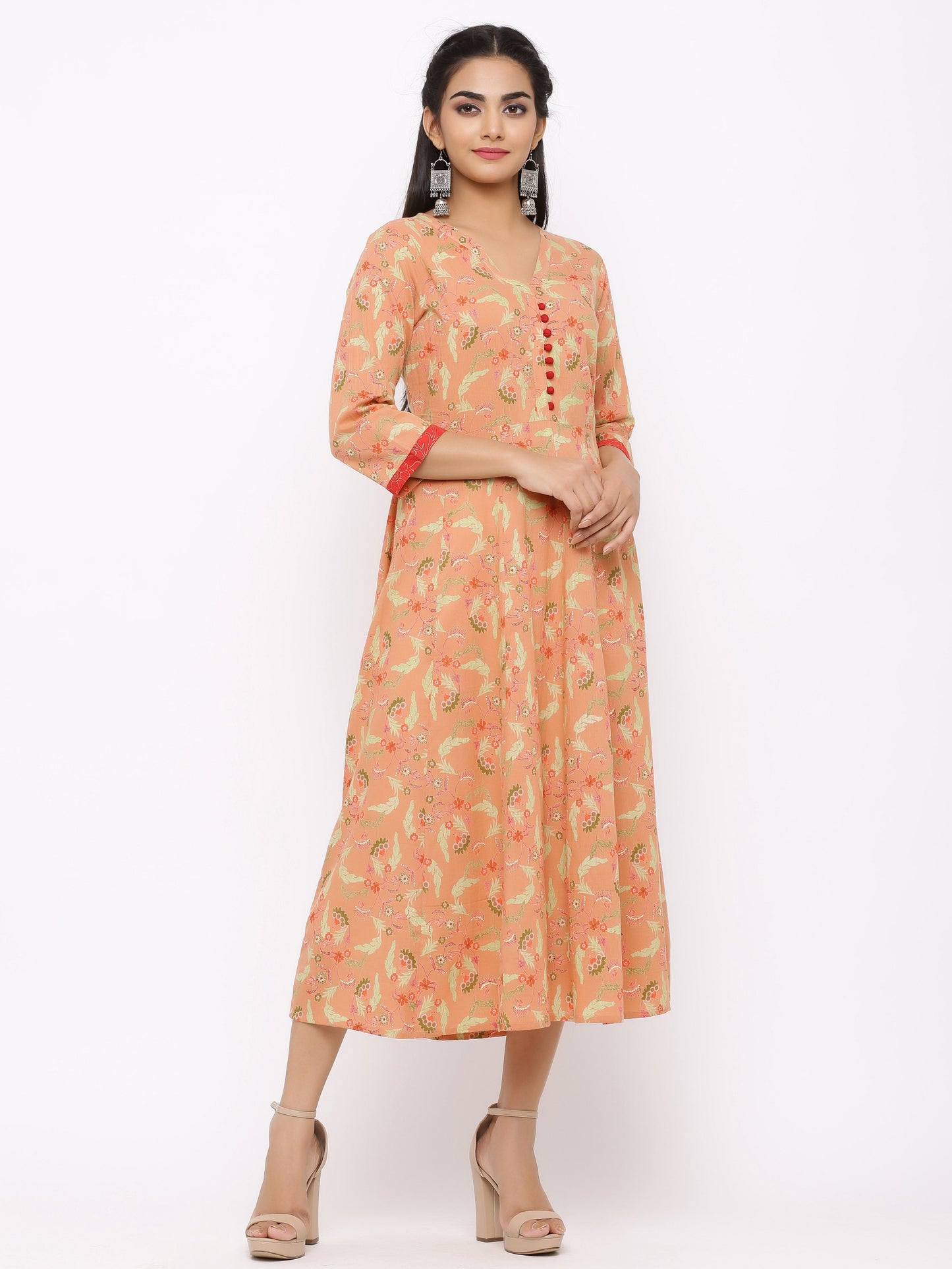 Women's Cotton Printed Tired Kurta