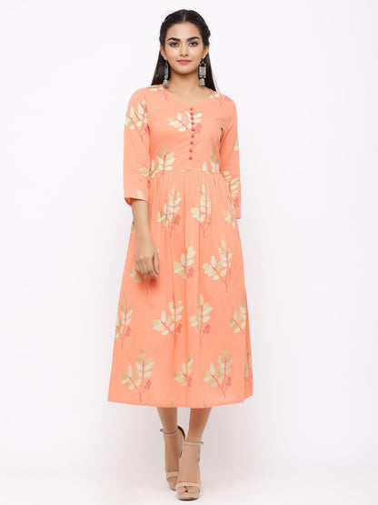 Women's Cotton Floral Printed Anarkali Kurta