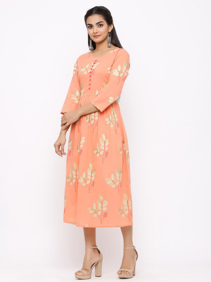 Women's Cotton Floral Printed Anarkali Kurta