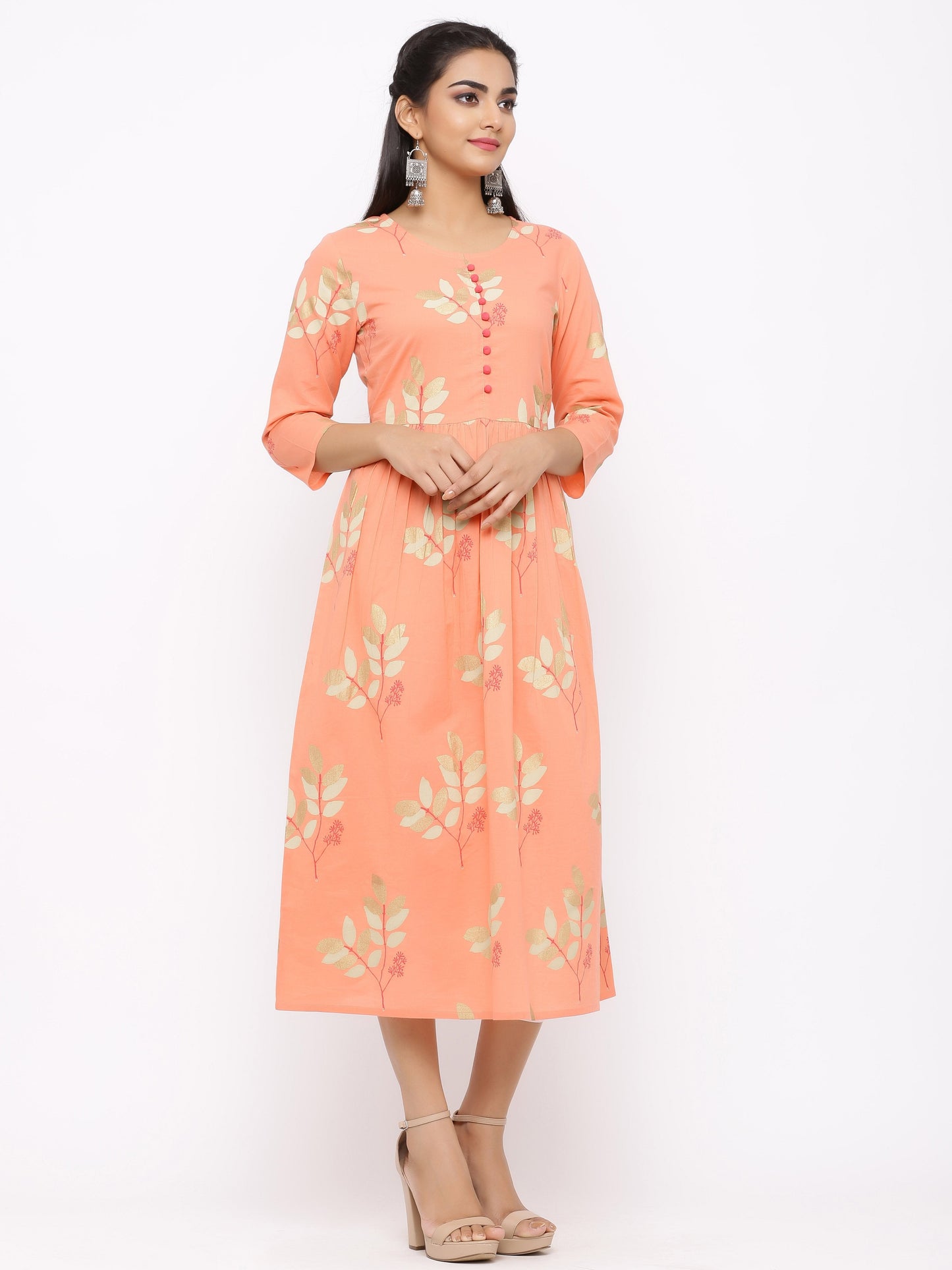 Women's Cotton Floral Printed Anarkali Kurta
