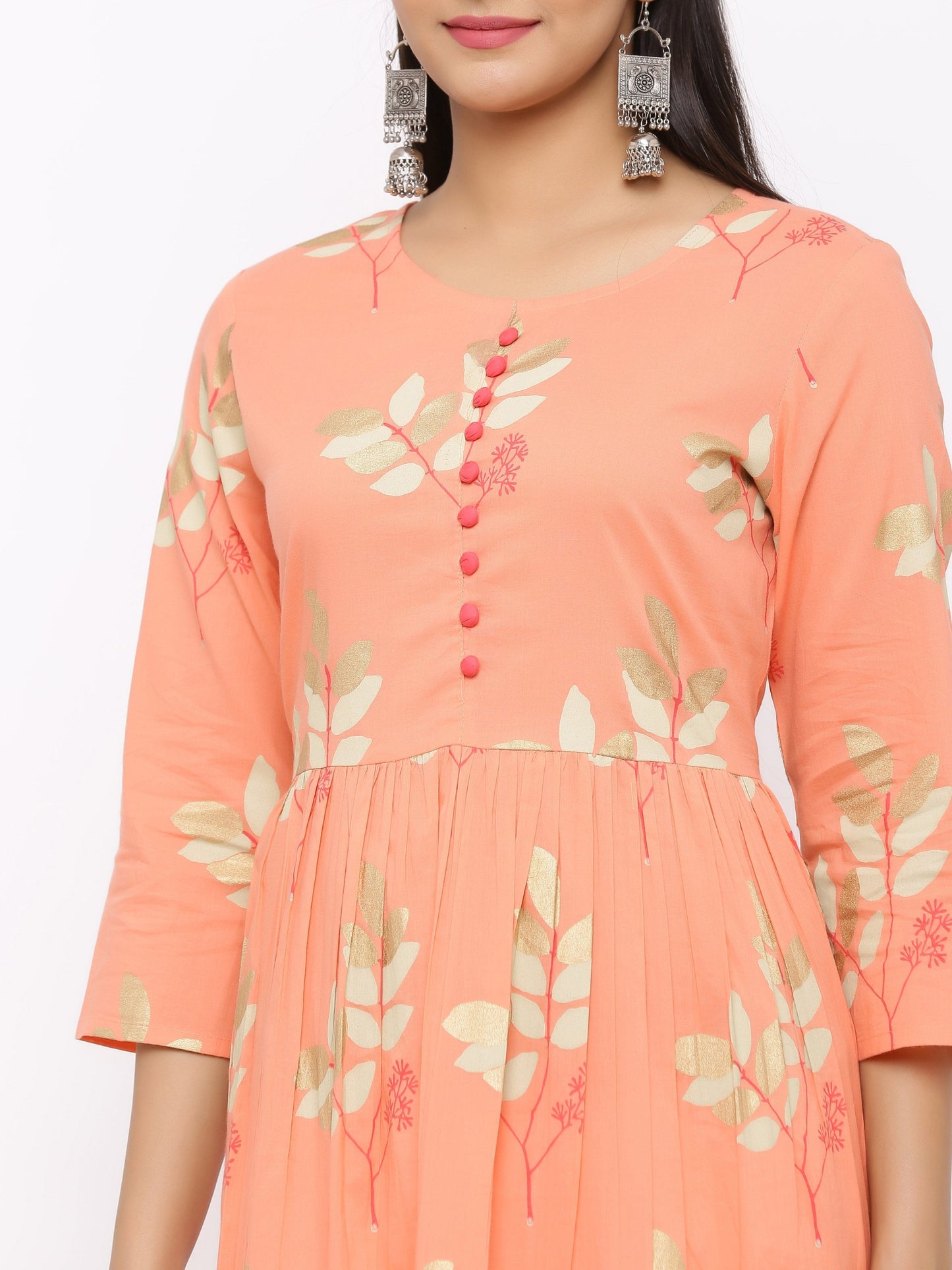 Women's Cotton Floral Printed Anarkali Kurta
