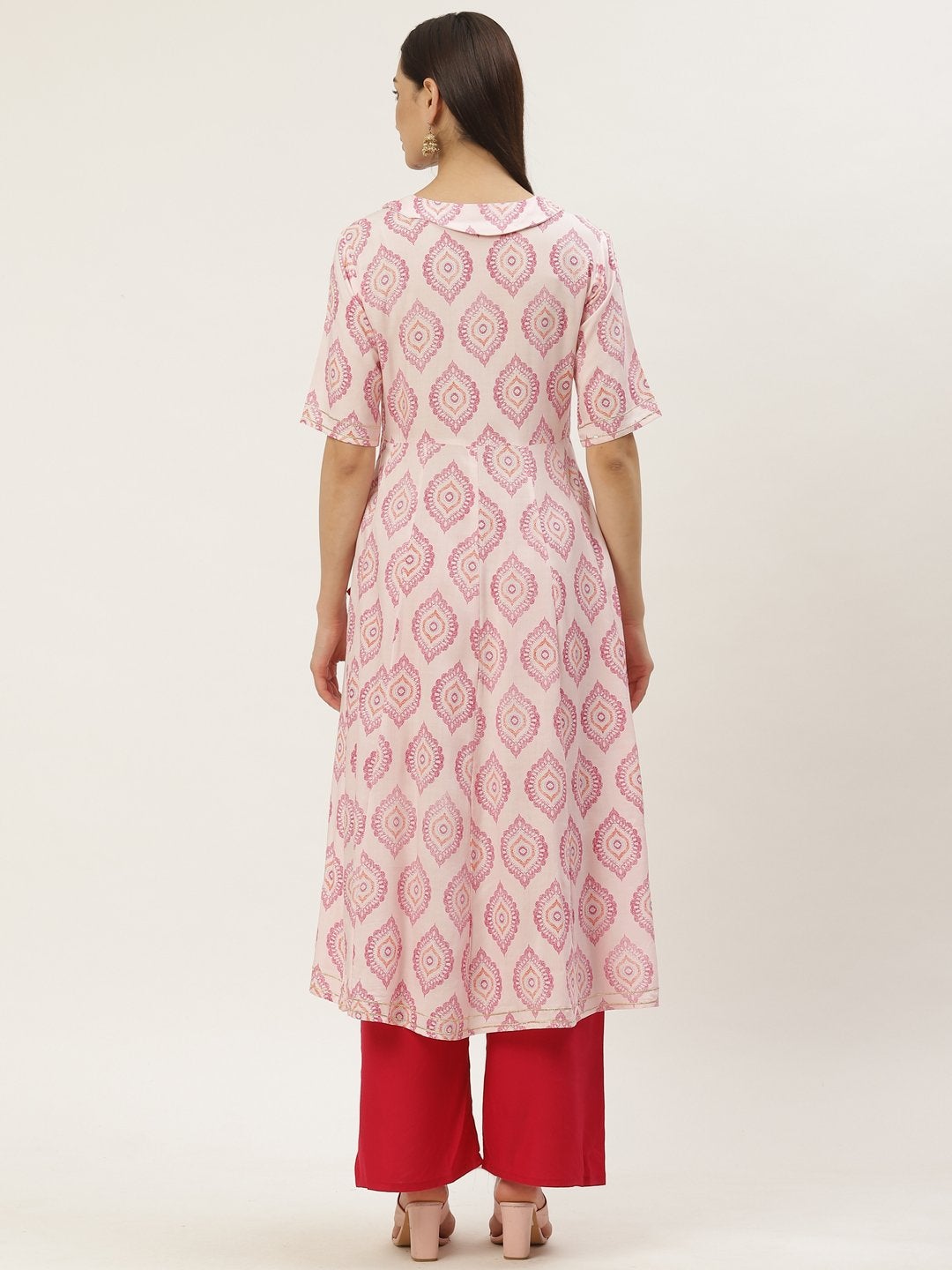 Women's Rayon Printed & Gota Work Angrakha Kurta