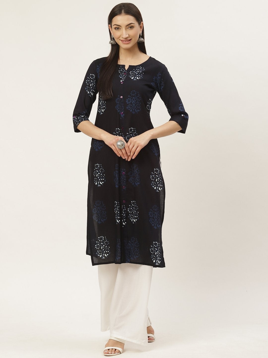 Women's Rayon Discharge Print Straight Kurta