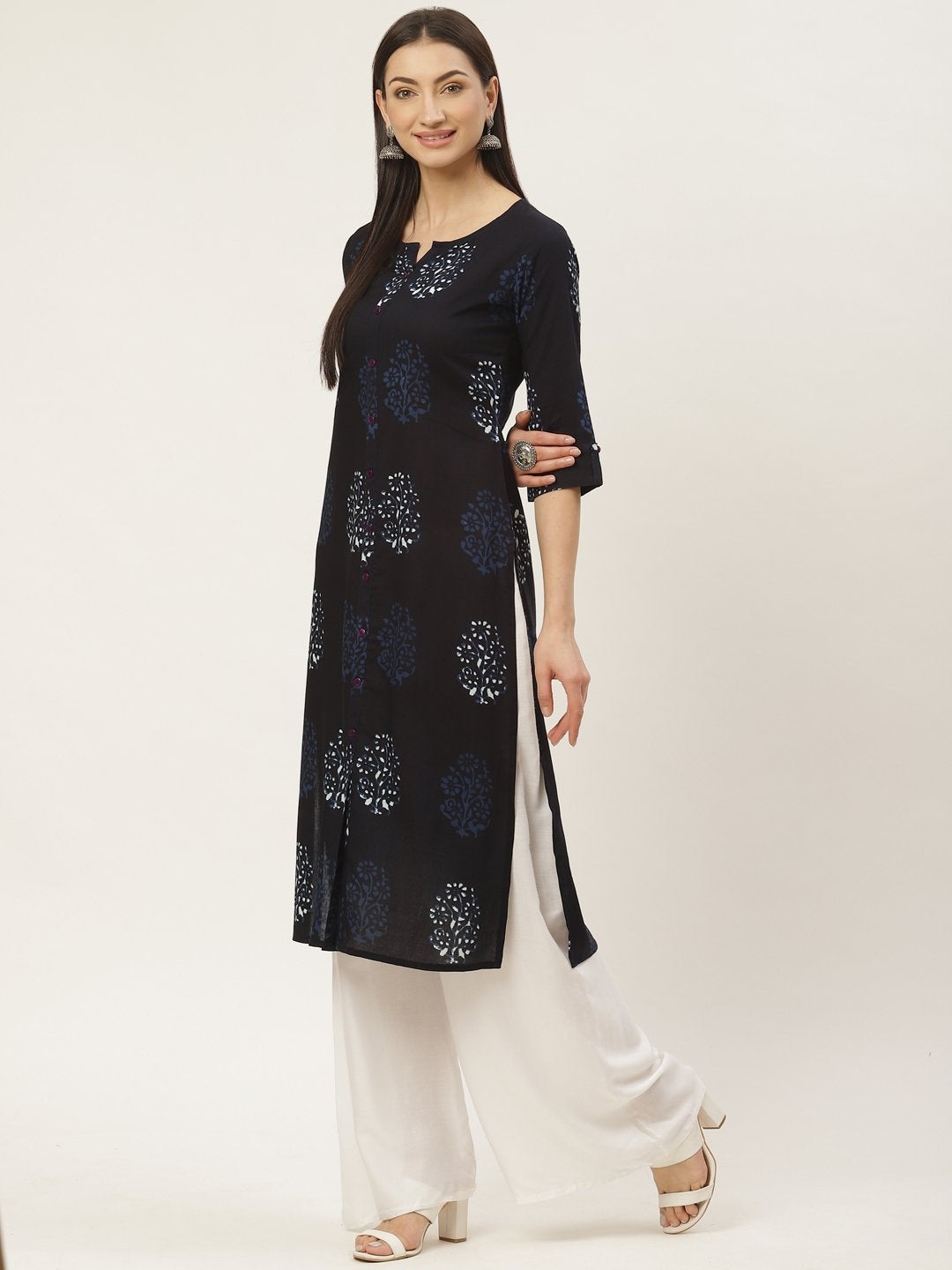 Women's Rayon Discharge Print Straight Kurta
