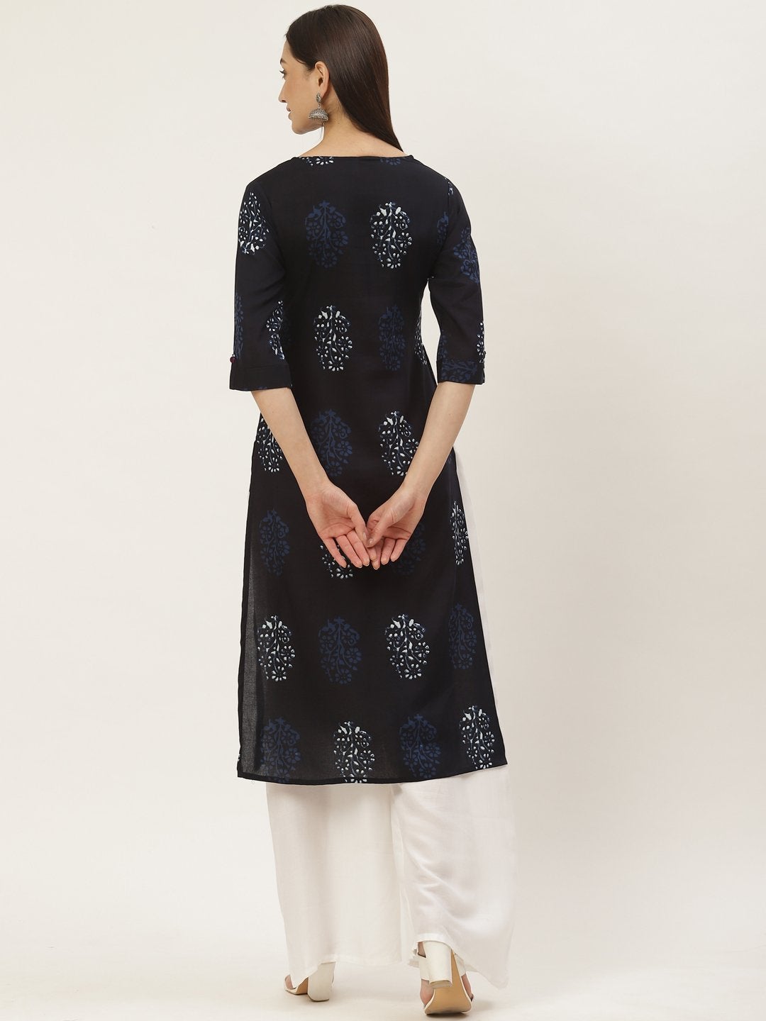 Women's Rayon Discharge Print Straight Kurta