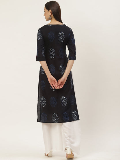 Women's Rayon Discharge Print Straight Kurta