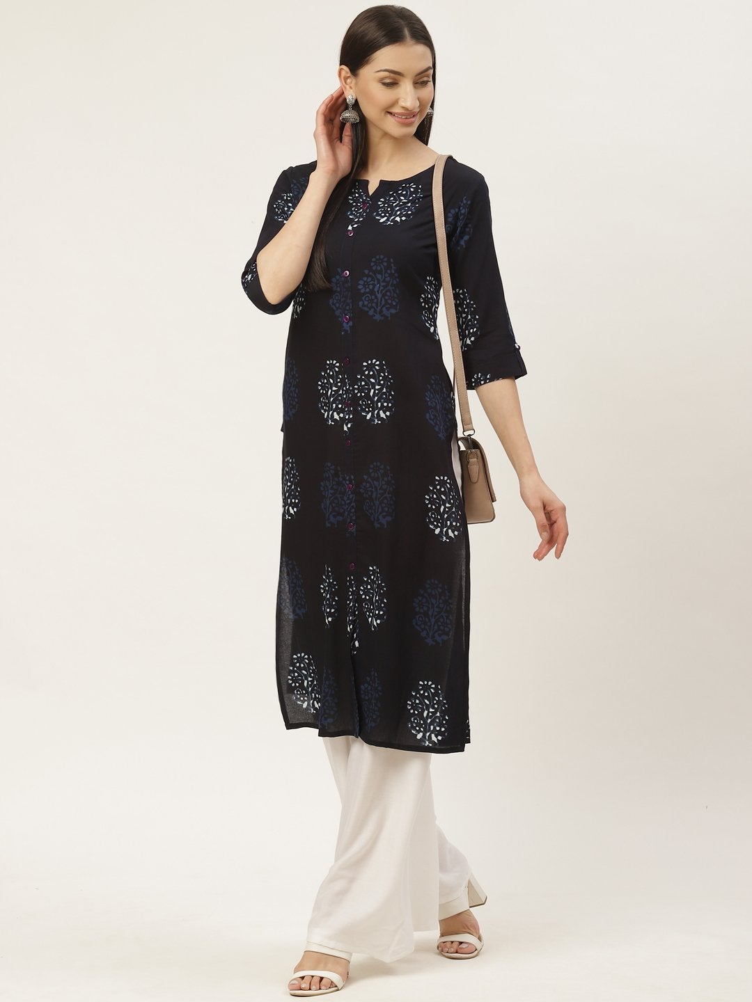 Women's Rayon Discharge Print Straight Kurta