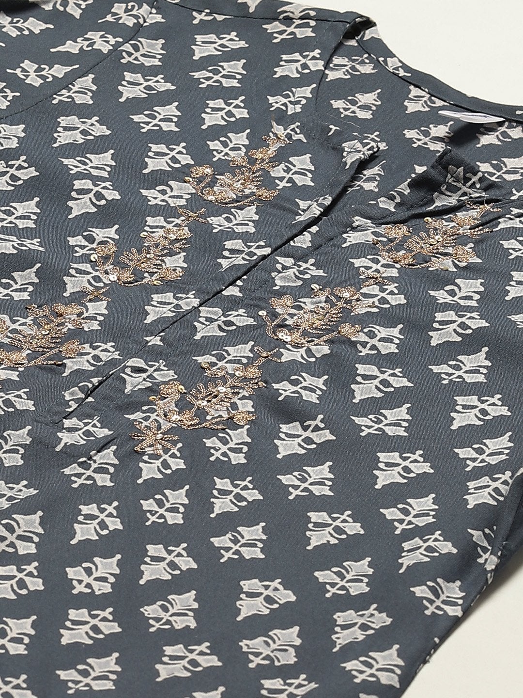 Women's Rayon Printed with Embroidered Straight Kurta