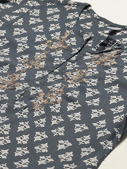 Women's Rayon Printed with Embroidered Straight Kurta