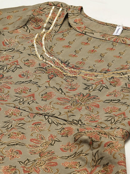 Women's Cotton Printed & Gota Work Anarkali Kurta