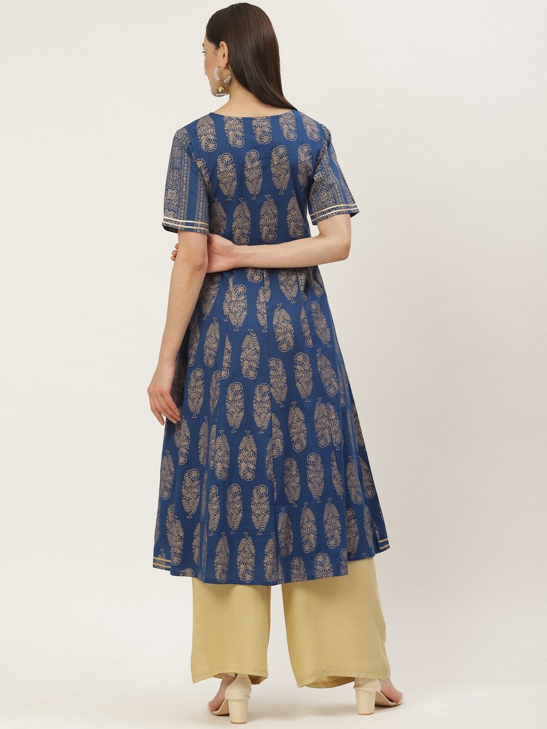 Women's Cotton Printed & Gota Work Anarkali Kurta