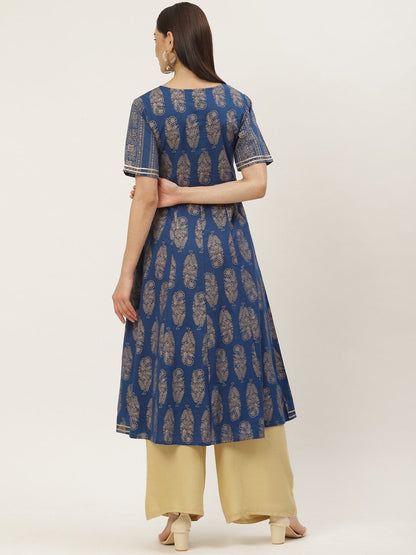 Women's Cotton Printed & Gota Work Anarkali Kurta