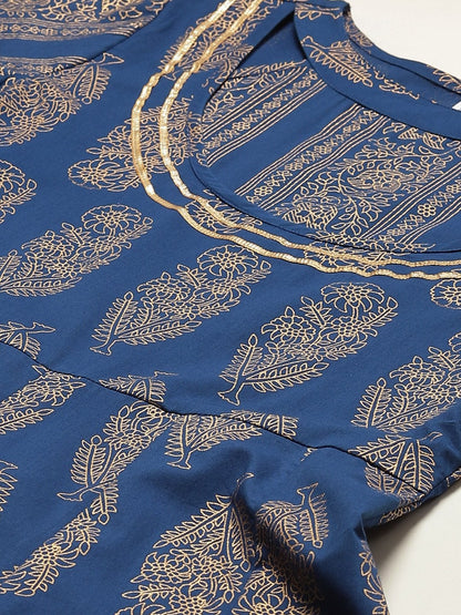 Women's Cotton Printed & Gota Work Anarkali Kurta
