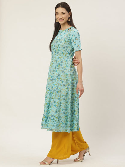 Women's Cotton Printed & Gota Work Anarkali Kurta
